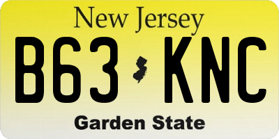 NJ license plate B63KNC