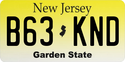 NJ license plate B63KND