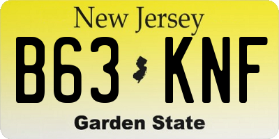 NJ license plate B63KNF