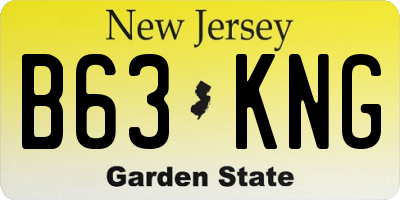NJ license plate B63KNG