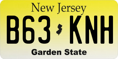 NJ license plate B63KNH