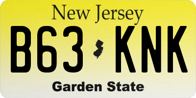 NJ license plate B63KNK