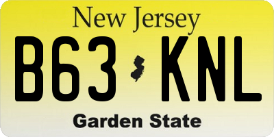 NJ license plate B63KNL