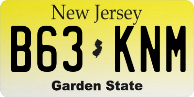 NJ license plate B63KNM