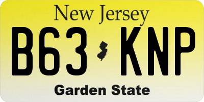 NJ license plate B63KNP