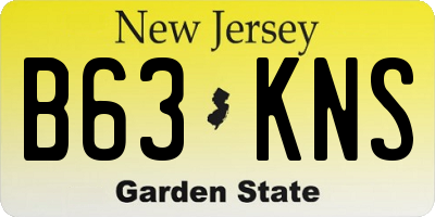 NJ license plate B63KNS