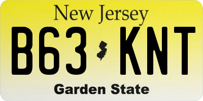 NJ license plate B63KNT
