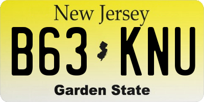 NJ license plate B63KNU