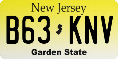 NJ license plate B63KNV