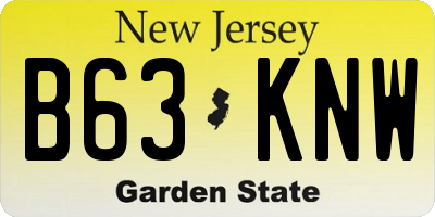 NJ license plate B63KNW