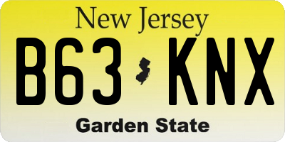 NJ license plate B63KNX