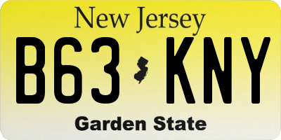 NJ license plate B63KNY