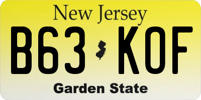 NJ license plate B63KOF