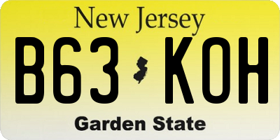 NJ license plate B63KOH