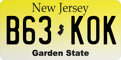NJ license plate B63KOK