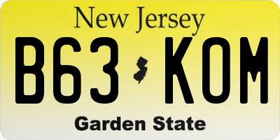 NJ license plate B63KOM