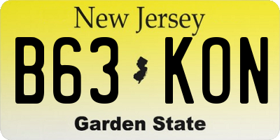 NJ license plate B63KON