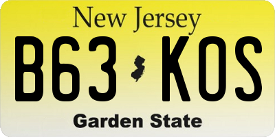 NJ license plate B63KOS