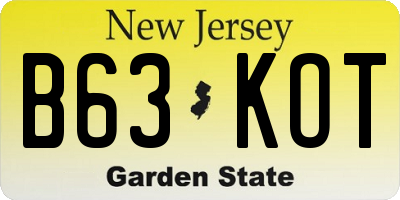 NJ license plate B63KOT