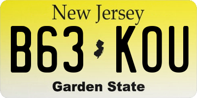NJ license plate B63KOU