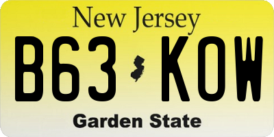 NJ license plate B63KOW