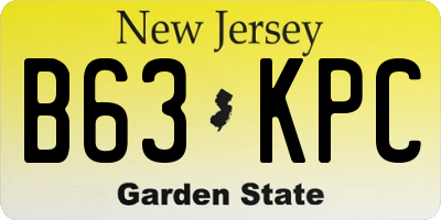 NJ license plate B63KPC