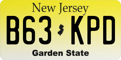 NJ license plate B63KPD