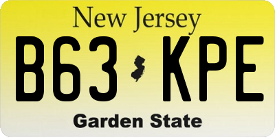 NJ license plate B63KPE