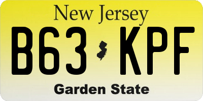 NJ license plate B63KPF