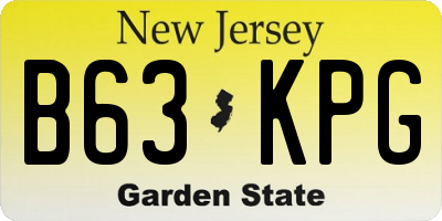 NJ license plate B63KPG
