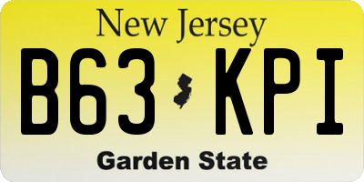 NJ license plate B63KPI