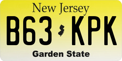NJ license plate B63KPK