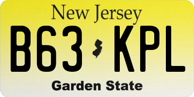 NJ license plate B63KPL