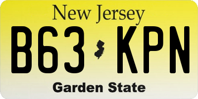 NJ license plate B63KPN