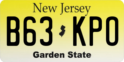 NJ license plate B63KPO