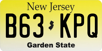 NJ license plate B63KPQ