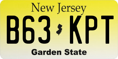NJ license plate B63KPT