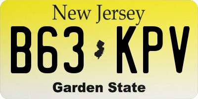 NJ license plate B63KPV