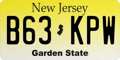 NJ license plate B63KPW