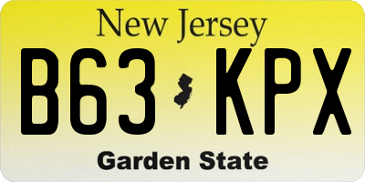 NJ license plate B63KPX