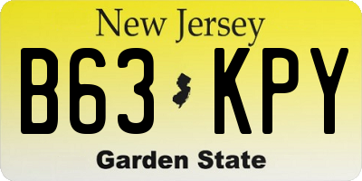 NJ license plate B63KPY