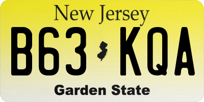 NJ license plate B63KQA