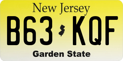 NJ license plate B63KQF