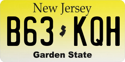 NJ license plate B63KQH