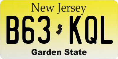 NJ license plate B63KQL