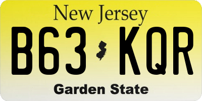 NJ license plate B63KQR
