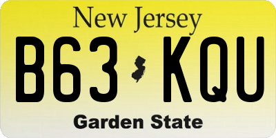 NJ license plate B63KQU