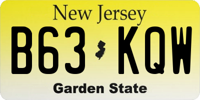 NJ license plate B63KQW
