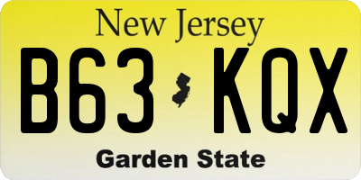 NJ license plate B63KQX