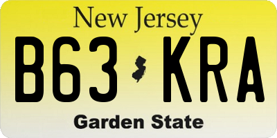 NJ license plate B63KRA
